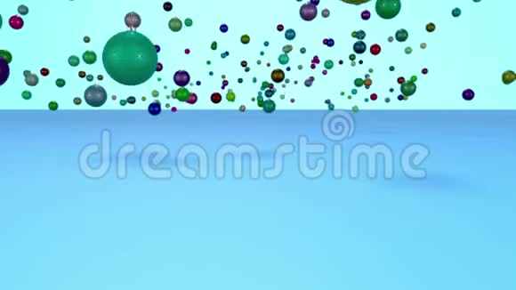 圣诞球随着场地的深度而碎落到表面3D动画新年作文或背景视频的预览图