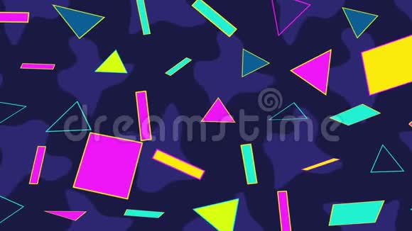复古色彩几何形状抽象背景视频的预览图