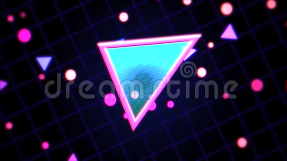 运动复古三角形抽象背景视频的预览图