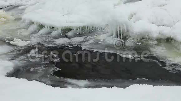 乌克兰顿涅茨克地区克林卡河冬季风景视频的预览图