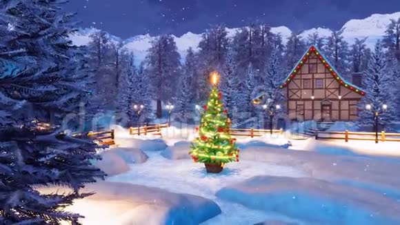 圣诞夜的雪山之乡视频的预览图