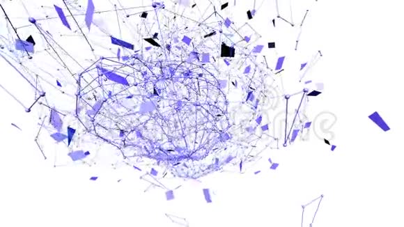 抽象紫罗兰挥舞三维网格或网格的脉动几何物体用作抽象晶体网格紫罗兰几何视频的预览图