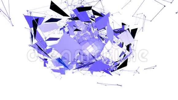 抽象紫罗兰挥舞三维网格或网格的脉动几何物体用作抽象几何网格紫罗兰几何视频的预览图
