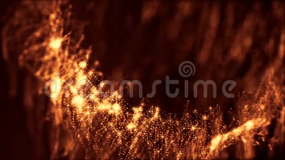 三维循环抽象粒子动画与发光粒子如圣诞节或新年花环或火花形成摆动视频的预览图