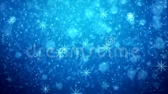 视频动画飘落的雪花发光的粒子视频的预览图