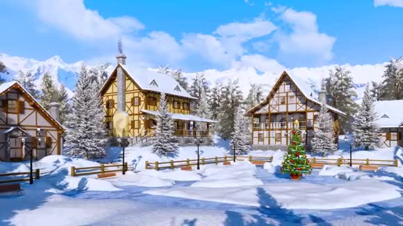 雪山高山村广场圣诞树视频的预览图