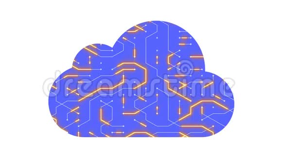 一个具有移动电子形状的计算机云的未来主义电路板视频的预览图