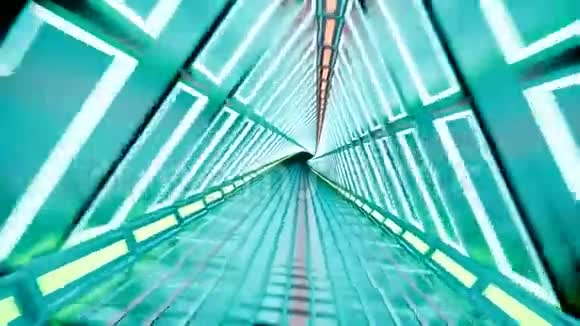 霓虹灯隧道三维渲染抽象背景视频的预览图