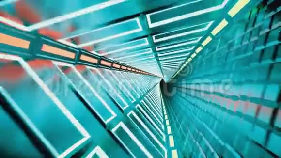 霓虹灯隧道三维渲染抽象背景视频的预览图