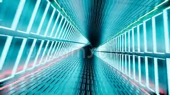 三维渲染抽象霓虹灯隧道视频的预览图