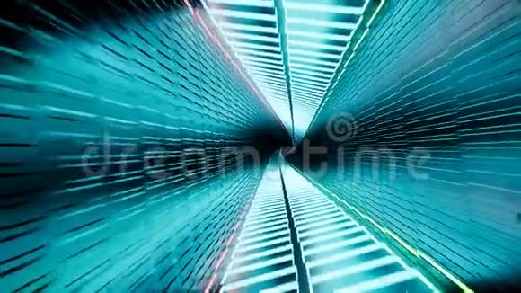 三维渲染抽象霓虹灯隧道视频的预览图