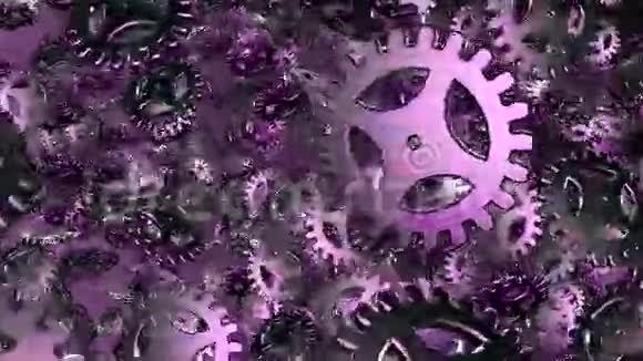 抽象暗紫色旋转齿轮视频的预览图