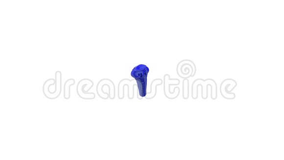 蓝色油漆喷泉3D白色背景与阿尔法通道使用阿尔法面具带涡旋液的喷泉顶部3D视频的预览图