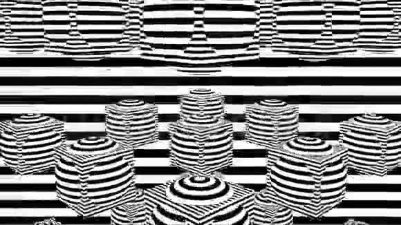 黑白条纹计算机生成的抽象背景三维渲染视频的预览图