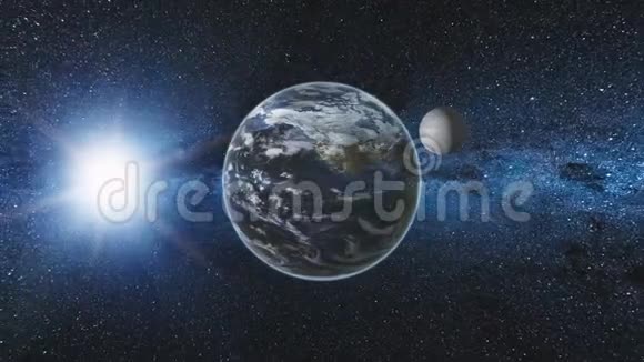 从太空看地球和月球的日出视频的预览图