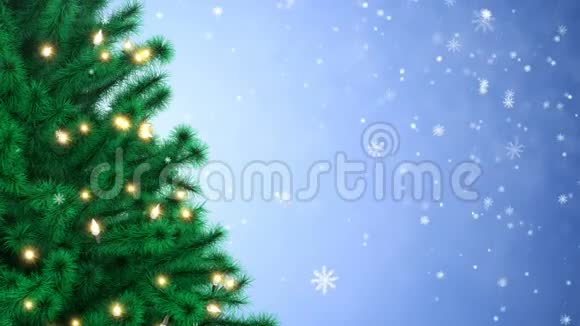 装饰的圣诞树和飘落的雪花视频的预览图