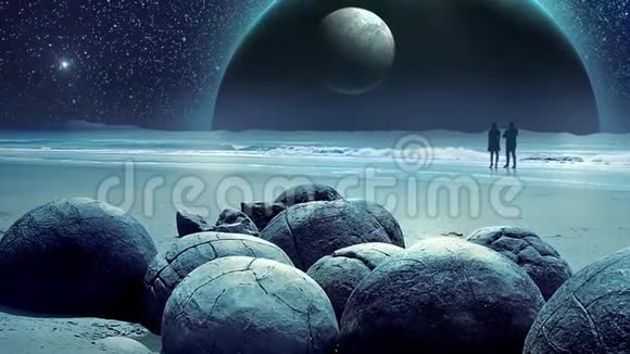 神奇的地球和宇宙星系动画与月球视频的预览图