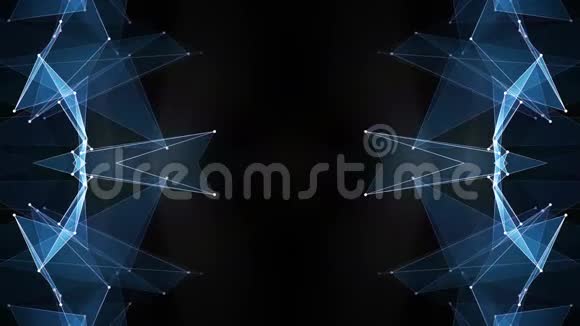 抽象对称蓝多边形网亮云动画背景新质量动态技术运动视频的预览图