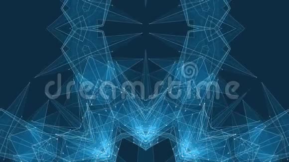 抽象对称蓝多边形网亮云动画背景新质量动态技术运动视频的预览图