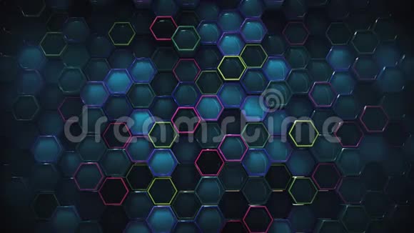 4K抽象蜂窝网格技术背景视频的预览图