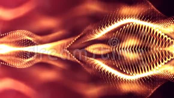 4k无缝三维动画作为科幻背景与辉光粒子和深度的场波克和光效应发光视频的预览图