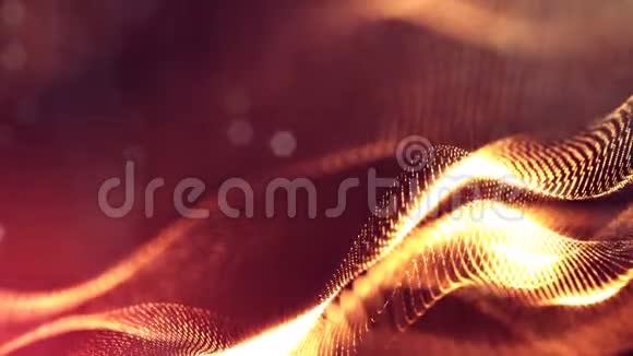 4k无缝三维动画作为科幻背景与辉光粒子和景深bokeh发光的漂浮粒子视频的预览图