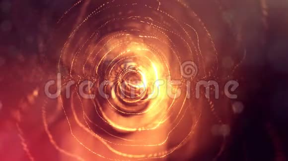 三维循环动画作为数字科幻背景的发光粒子如纳米世界的深度场视频的预览图