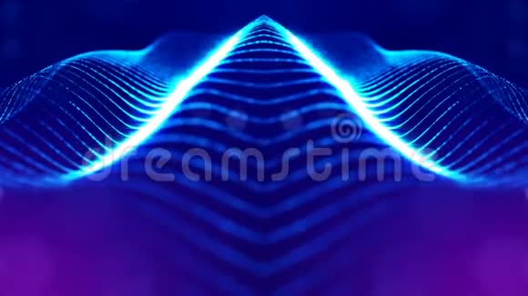 三维无缝动画作为数字科幻背景的发光粒子如纳米世界的深度场视频的预览图