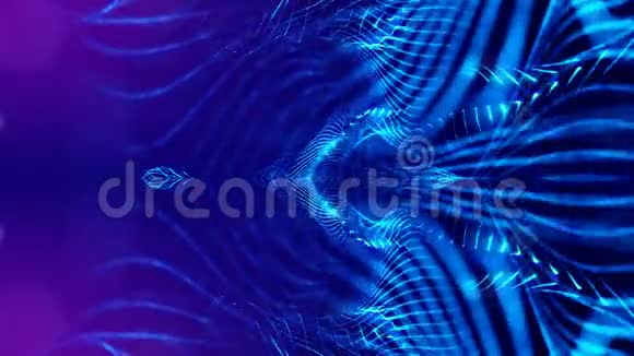 三维无缝动画作为数字科幻背景的发光粒子如纳米世界的深度场视频的预览图