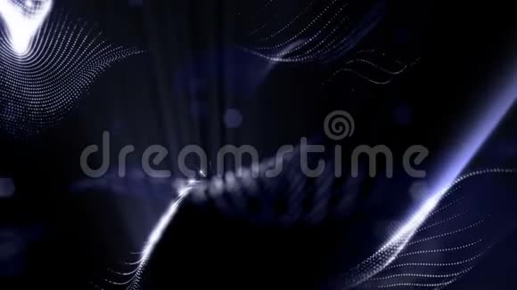 三维循环抽象动画具有美丽的光效应的辉光粒子的深度波克和光线为视频的预览图