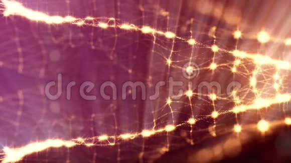 三维循环抽象动画具有美丽的光效应的辉光粒子的深度波克和光线为视频的预览图