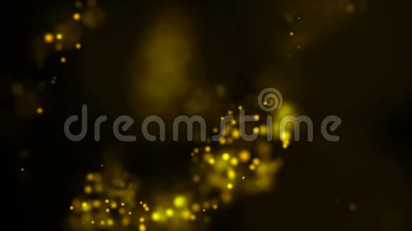 黄金粒子天然漂浮有机粒子在美丽的放松背景上带有波克的闪烁粒子视频的预览图
