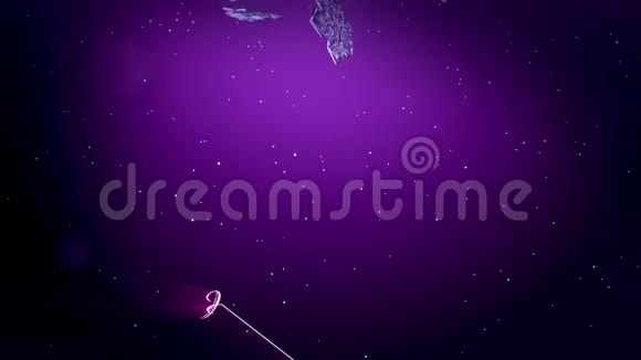 装饰的3d雪花在夜间落在紫色背景上用作圣诞新年贺卡或冬季动画视频的预览图