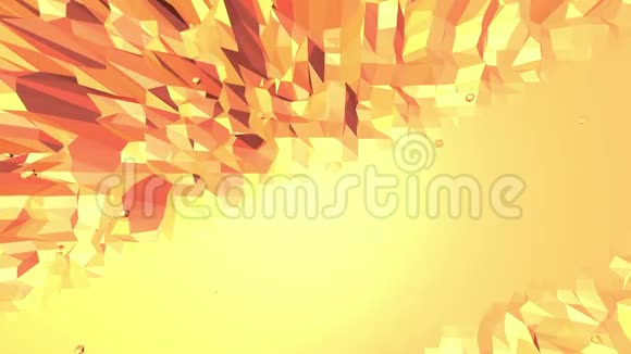 橙色低聚表面作为景观或时尚的3D卡通多边形数字马赛克移位环境或视频的预览图
