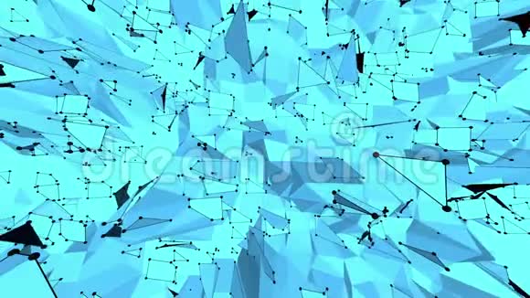 蓝色低聚塑料表面作为塑料环境蓝色多边形几何塑料环境或脉动视频的预览图