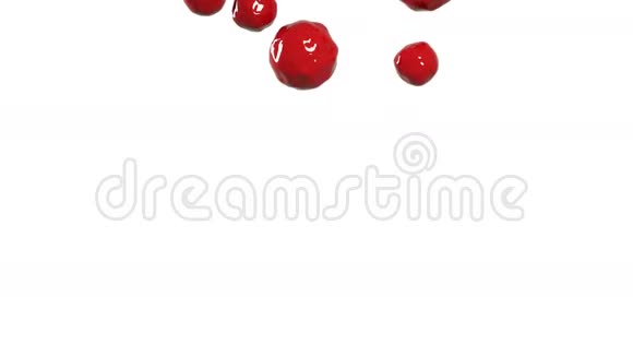 红色的水滴落在白色的屏幕上视频的预览图