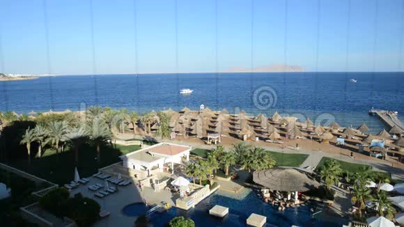 豪华酒店靠近海滩的游泳池视频的预览图