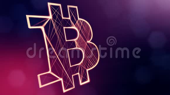 比特币标志的标志金融背景由辉光粒子作为图像全息图3D立体动画视频的预览图