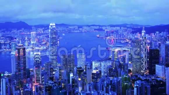城市时间推移香港镜头变焦视频的预览图