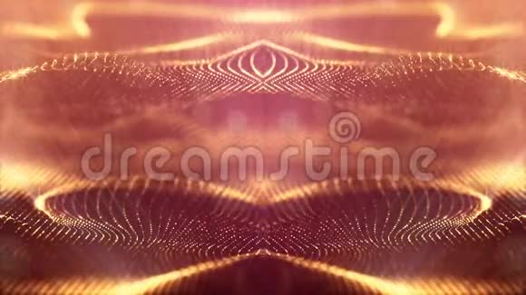 用于抽象背景或vj的具有深度bokeh和光线的辉光粒子的三维循环抽象动画视频的预览图