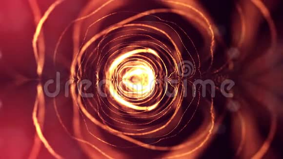 三维循环动画的科幻背景发光粒子的深度和波克粒子形成线视频的预览图
