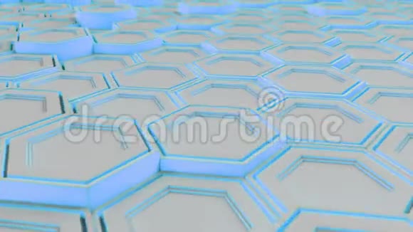 蓝色辉光的白色六边形墙壁视频的预览图