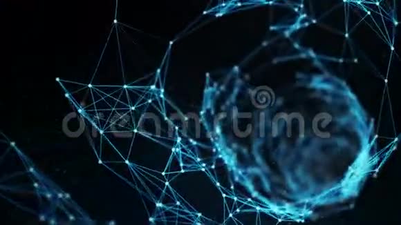 抽象运动背景一个飞行通过数字屈膝隧道回路视频的预览图