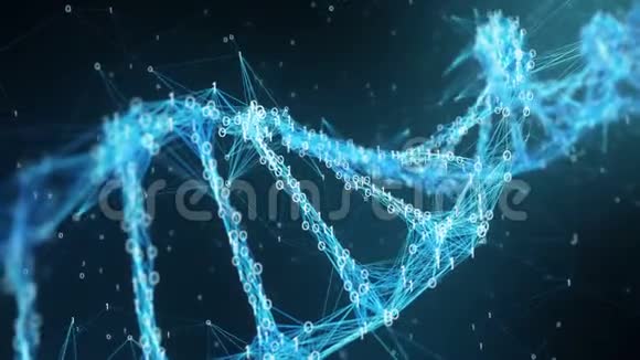 抽象运动背景数字双叉神经DNA分子4k环视频的预览图