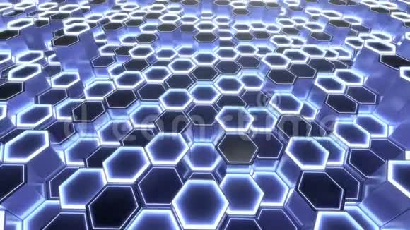 六边形网格抽象技术动画视频的预览图