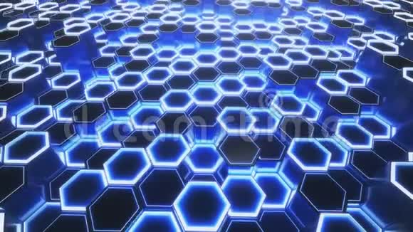六边形网格抽象技术动画视频的预览图