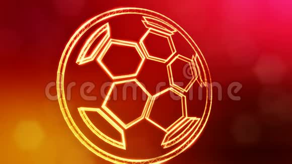 足球的图标背景由辉光粒子作为图像全息图3D无缝动画与景深视频的预览图