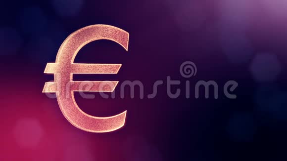 欧洲标志的动画图标或徽章金融背景由辉光粒子作为图像全息图三维环视频的预览图