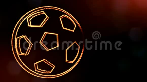 足球的图标图像全息图像的辉光粒子背景三维无缝动画视频的预览图