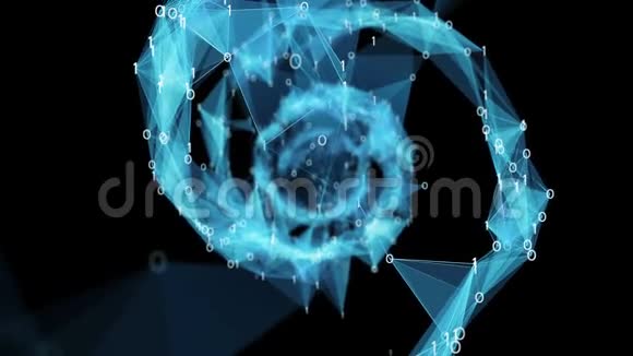 运动背景数字二元多角体DNA螺旋4k循环阿尔法Matte视频的预览图